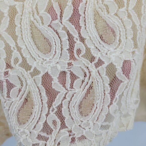 Vintage‎ 80s Lace L Vanilla See Through Front Stretch High-low Jersey Knit Back - Picture 6 of 13